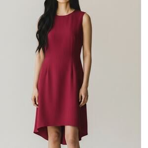 Nha Khanh Sleeveless Asymmetric High-Low A-Line Dress Cocktail Mini Dress 2 Red